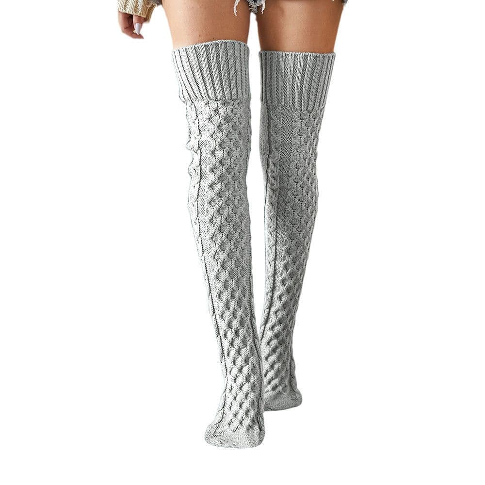 image-Knitted Knee Length Pile Wool Stockings For Women