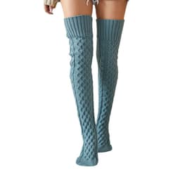 image-Knitted Knee Length Pile Wool Stockings For Women