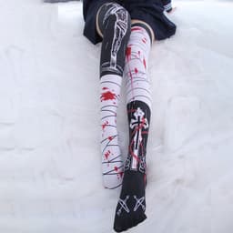 image-Anime Japanese Cartoon Knee Print Underpin Loli Girls' Medium Tube Stockings