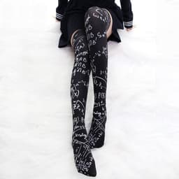 image-Anime Japanese Cartoon Knee Print Underpin Loli Girls' Medium Tube Stockings