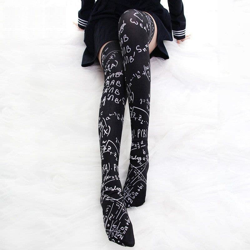 image-Anime Japanese Cartoon Knee Print Underpin Loli Girls' Medium Tube Stockings
