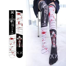 image-Anime Japanese Cartoon Knee Print Underpin Loli Girls' Medium Tube Stockings