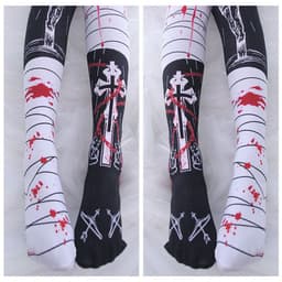 image-Anime Japanese Cartoon Knee Print Underpin Loli Girls' Medium Tube Stockings