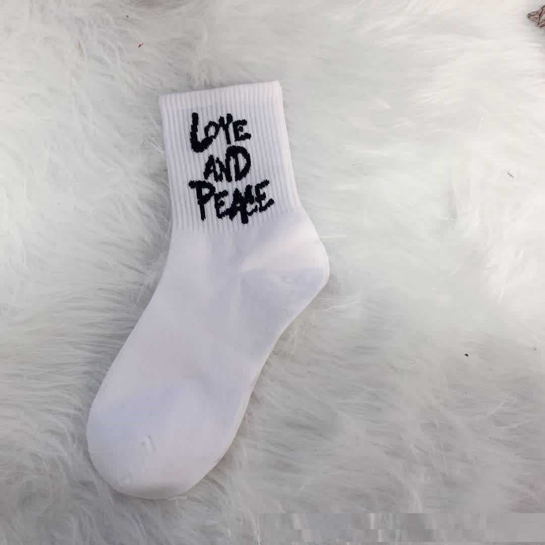 image-Spring Socks Letters Tube Socks Ins Japanese Pure Cotton Socks Hip Hop European And American Style Athletic Socks
