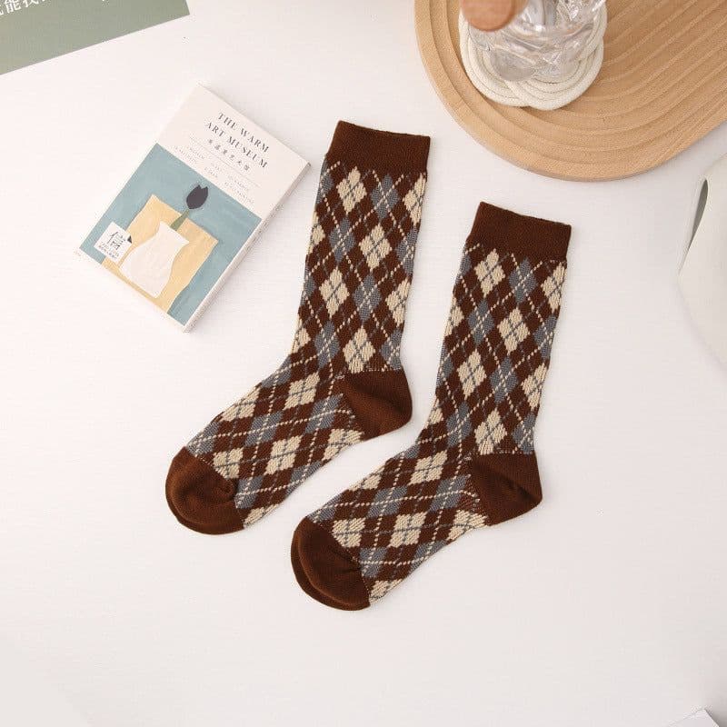 image-Double Needle Two-way Socks Classic Japanese Style Women's Socks Bunching Socks