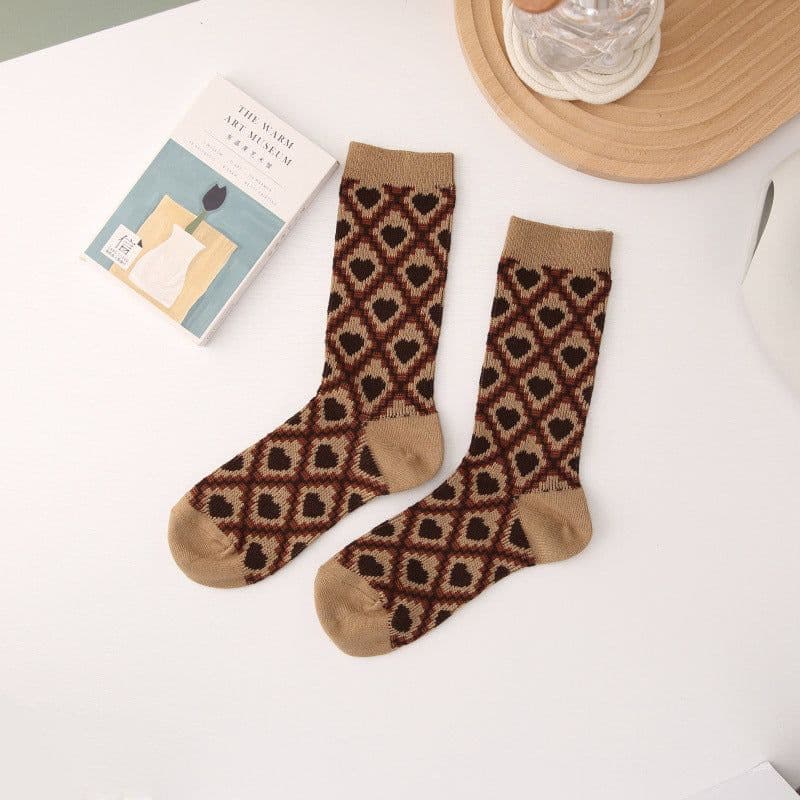 image-Double Needle Two-way Socks Classic Japanese Style Women's Socks Bunching Socks