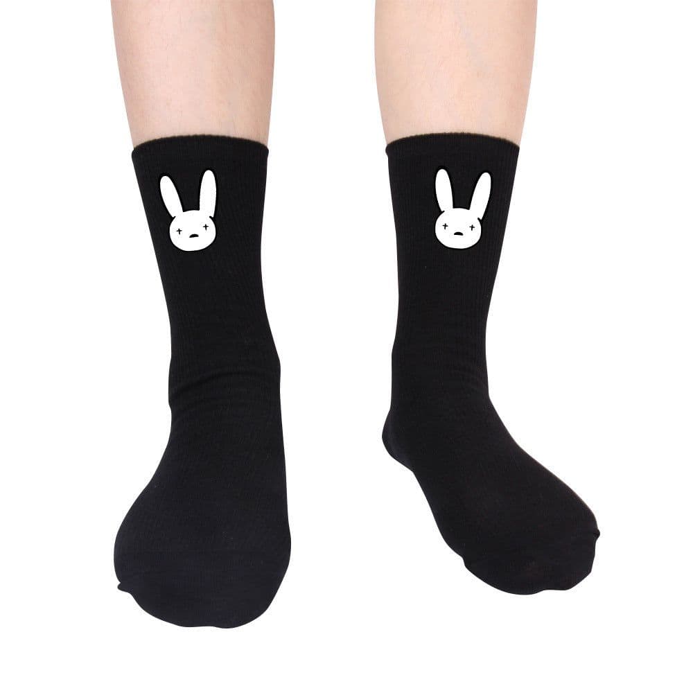 image-Bad Rabbit Socks Black And White Long Cotton Socks Knitted Socks For Men And Women