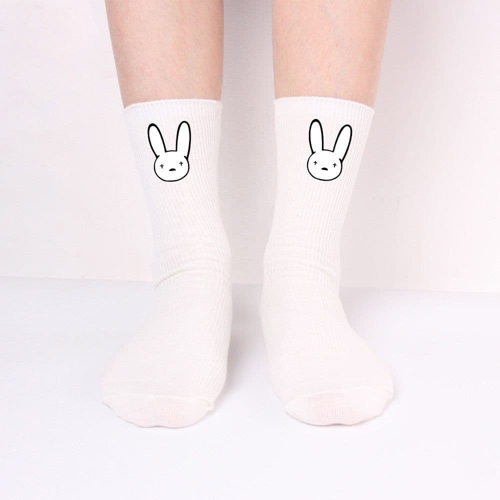 image-Bad Rabbit Socks Black And White Long Cotton Socks Knitted Socks For Men And Women