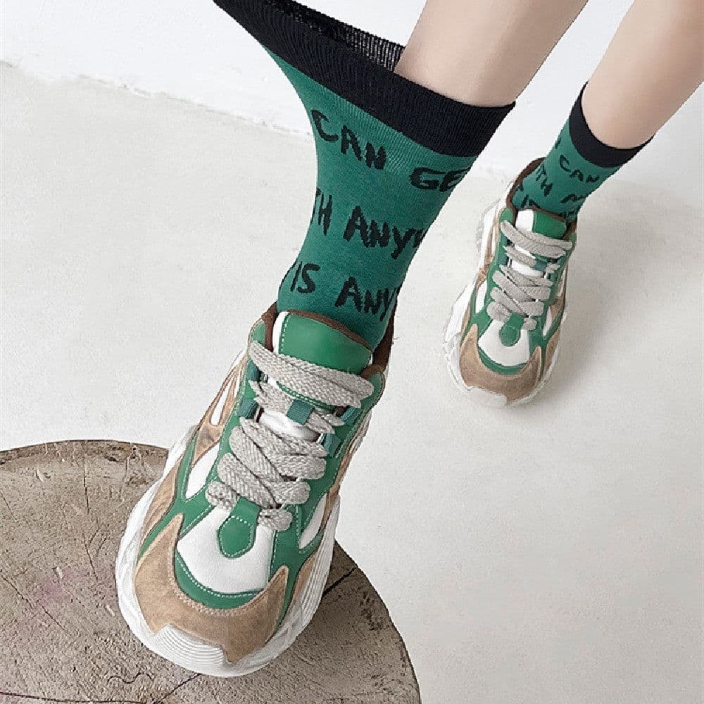 image-Green Women's Spring And Autumn Stockings