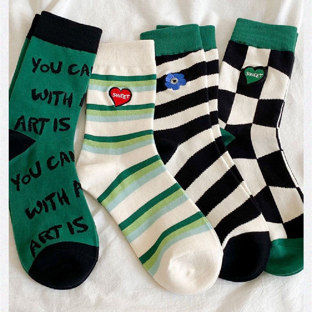 image-Green Women's Spring And Autumn Stockings