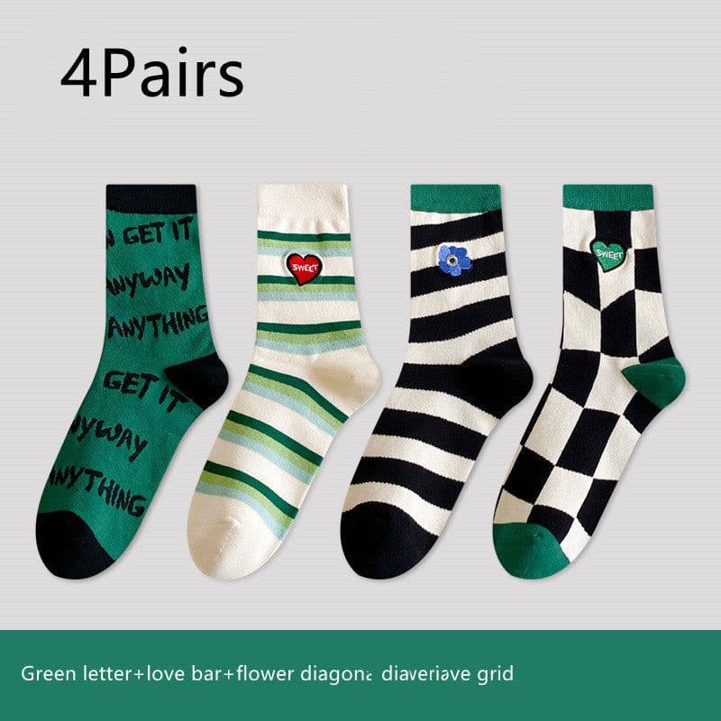 image-Green Women's Spring And Autumn Stockings