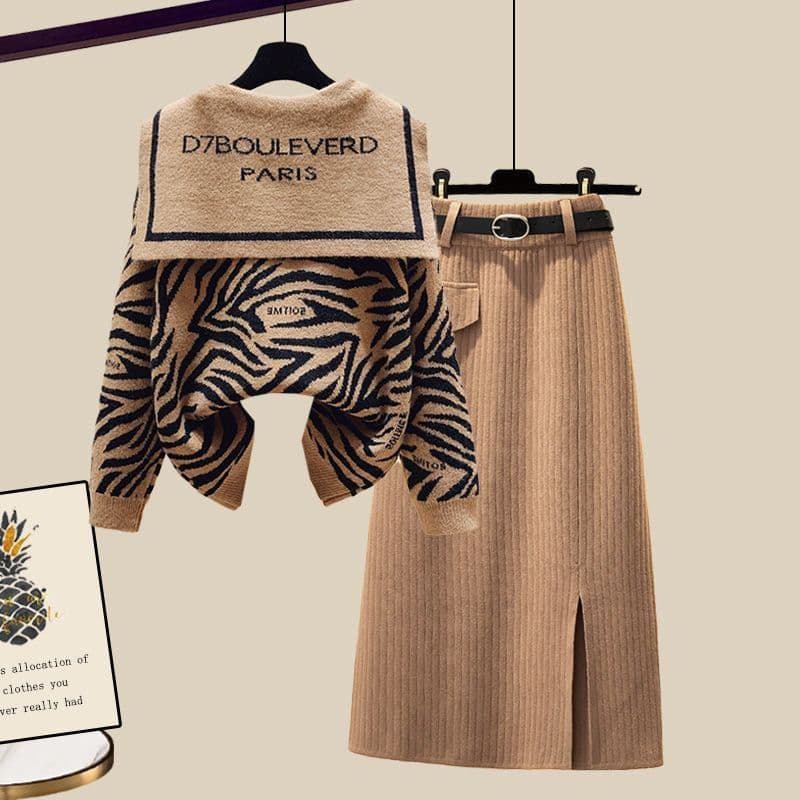 image-Plus Size Women's Suit Fashion Knit Sweater Slit