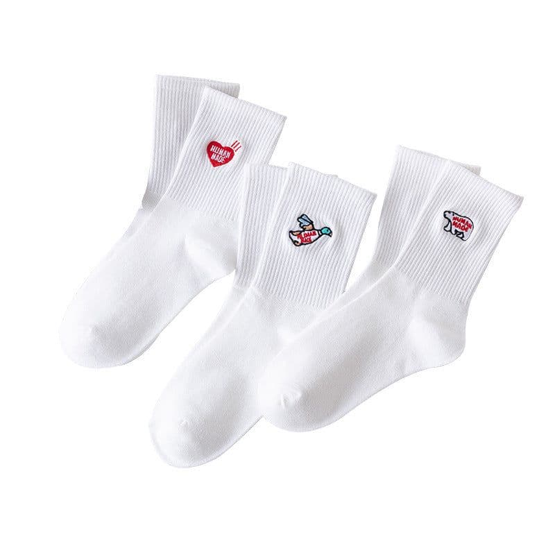 image-Solid Sock Embroidery Polar Bear