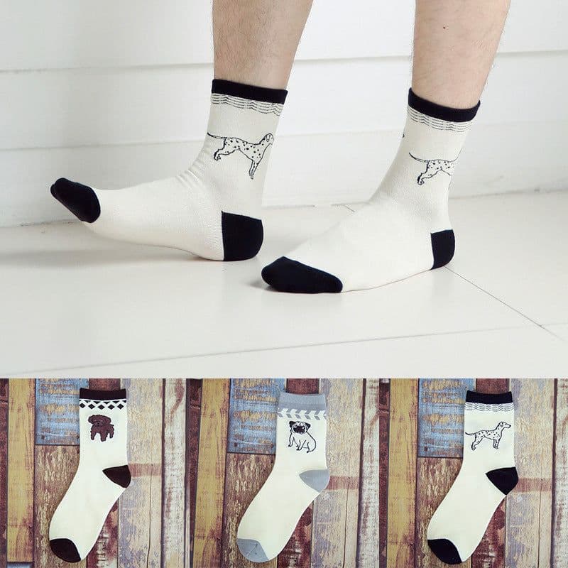 image-Tube Socks Pet Dog Gathering Men's Socks Autumn And Winter Cartoon 100 Cotton Socks