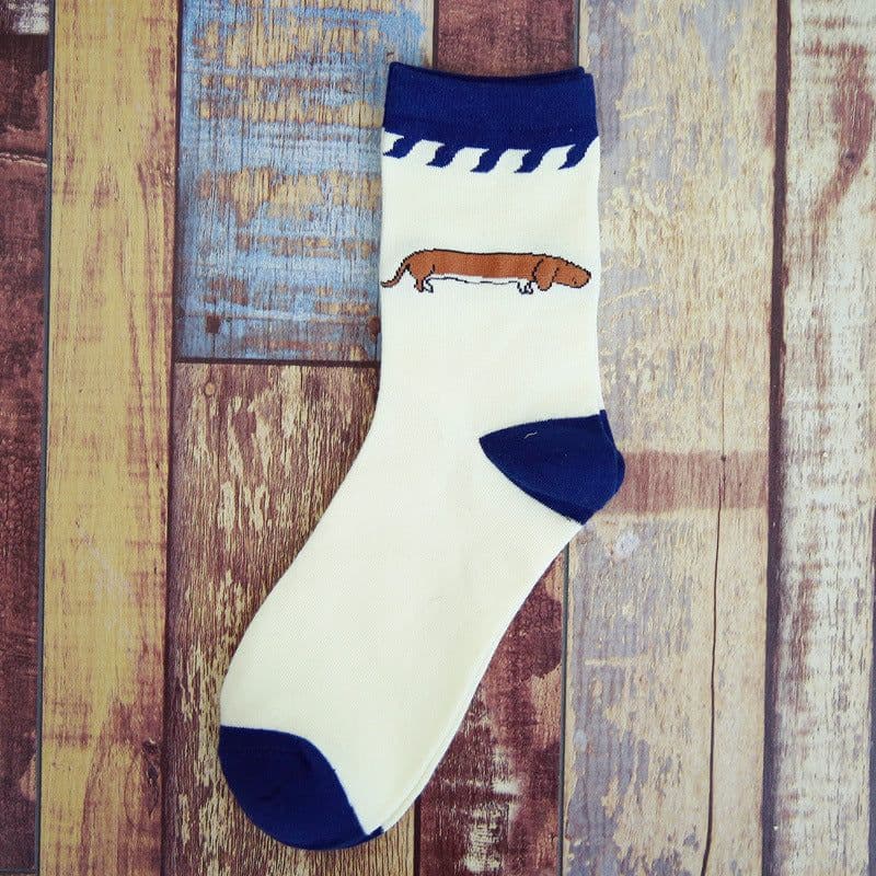 image-Tube Socks Pet Dog Gathering Men's Socks Autumn And Winter Cartoon 100 Cotton Socks