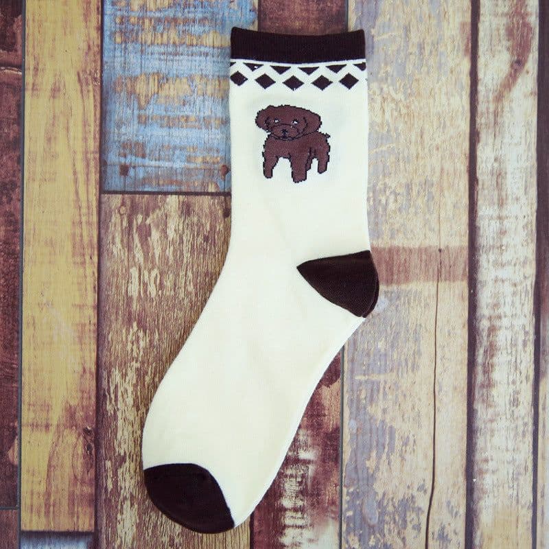 image-Tube Socks Pet Dog Gathering Men's Socks Autumn And Winter Cartoon 100 Cotton Socks
