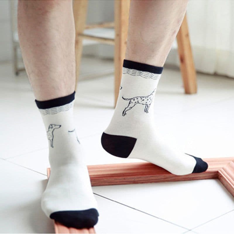 image-Tube Socks Pet Dog Gathering Men's Socks Autumn And Winter Cartoon 100 Cotton Socks