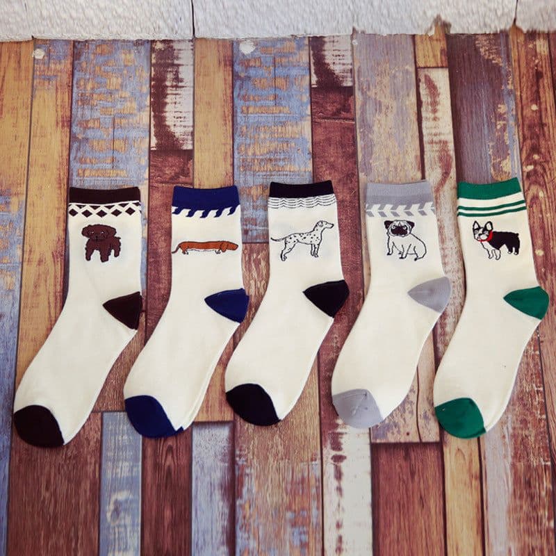 image-Tube Socks Pet Dog Gathering Men's Socks Autumn And Winter Cartoon 100 Cotton Socks