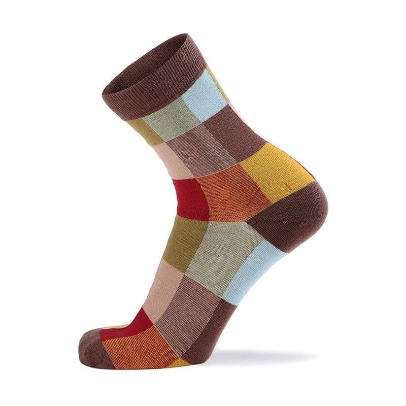 image-Color Plaid Men's Socks Cotton Korean Style Tube Socks