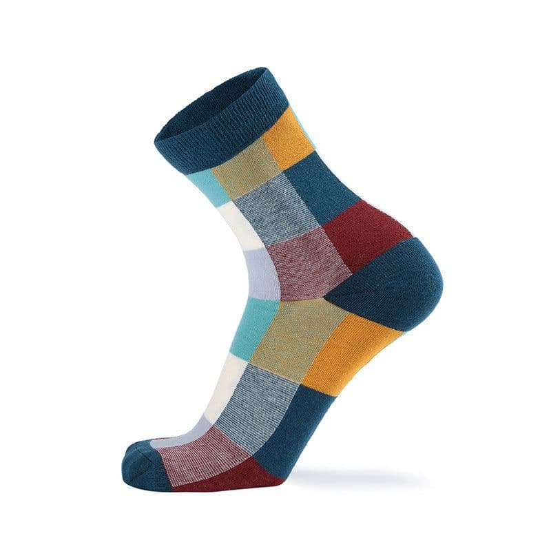 image-Color Plaid Men's Socks Cotton Korean Style Tube Socks