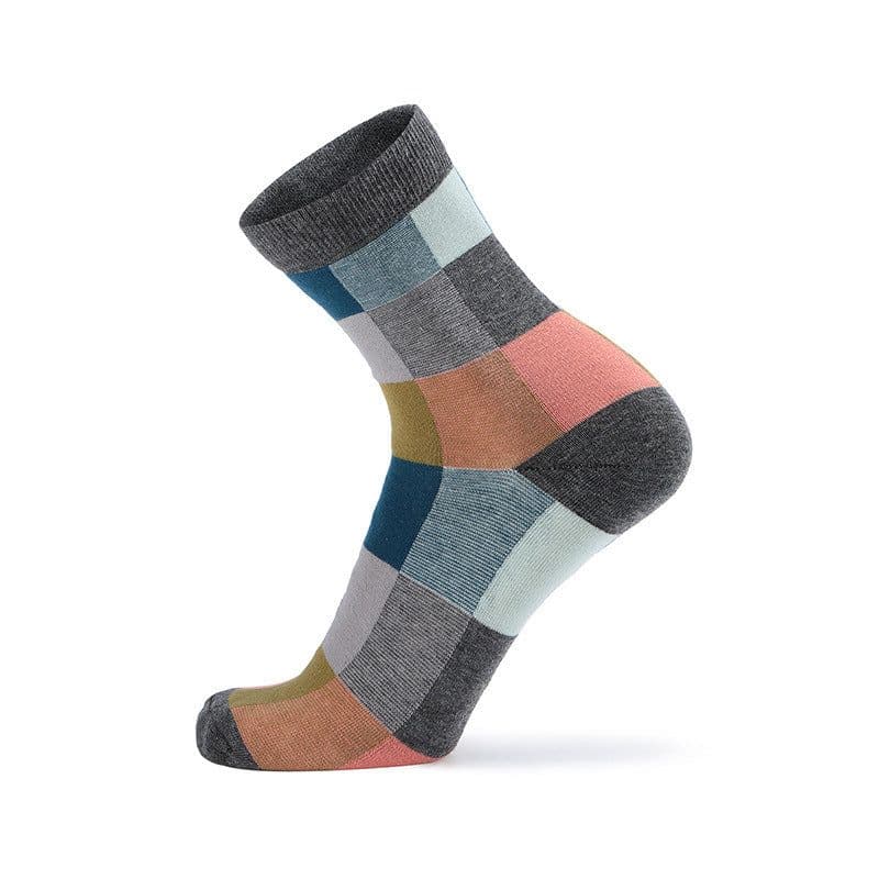 image-Color Plaid Men's Socks Cotton Korean Style Tube Socks