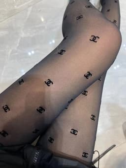 image-Fake Fleshy Flocked Polka Dots Pantyhose