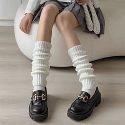 image-Wool Knitted Socks Leg Cover Pile Pile Socks Calf Socks Women's Mid-tube Socks