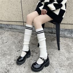 image-Wool Knitted Socks Leg Cover Pile Pile Socks Calf Socks Women's Mid-tube Socks