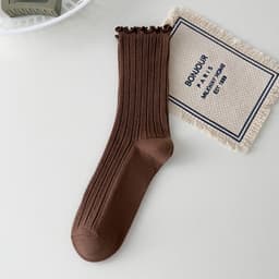 image-Auricularia Edge Women's Medium Hose Pure Cotton Cute Japanese Style