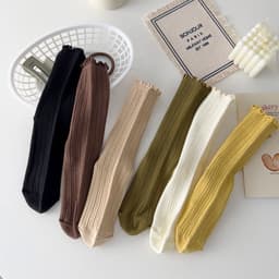 image-Auricularia Edge Women's Medium Hose Pure Cotton Cute Japanese Style