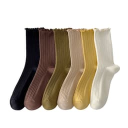 image-Auricularia Edge Women's Medium Hose Pure Cotton Cute Japanese Style