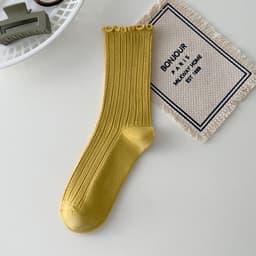 image-Auricularia Edge Women's Medium Hose Pure Cotton Cute Japanese Style