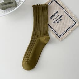image-Auricularia Edge Women's Medium Hose Pure Cotton Cute Japanese Style