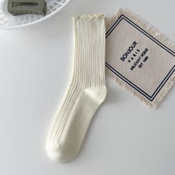image-Auricularia Edge Women's Medium Hose Pure Cotton Cute Japanese Style