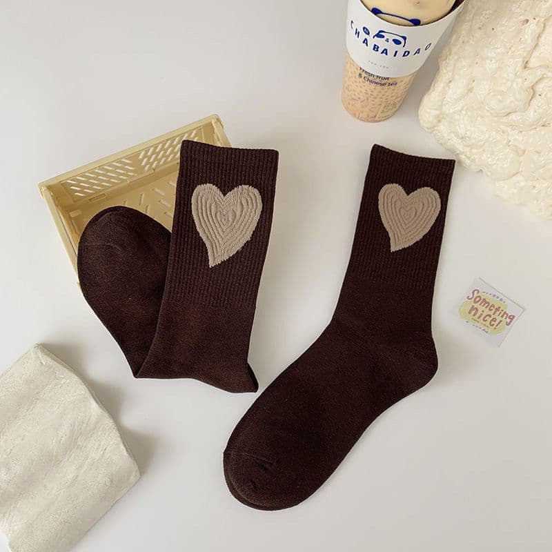 image-Socks Children's Ins Fashion Versatile Net Red Love Letter Socks Autumn And Winter Cotton Socks