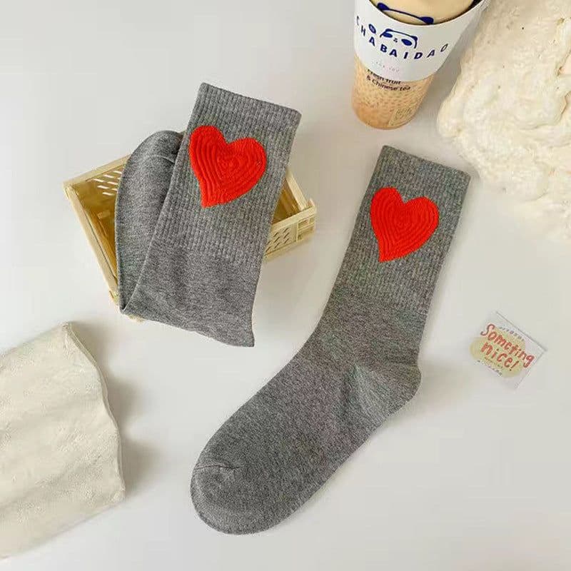 image-Socks Children's Ins Fashion Versatile Net Red Love Letter Socks Autumn And Winter Cotton Socks