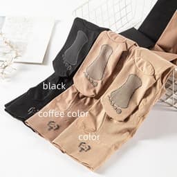 image-Thin Skin-colored Bare Leggings With Feet