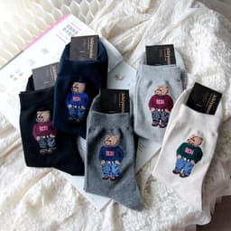 image-Personalized Bear Business Casual Mid-calf Cotton Socks Autumn And Winter Sweat-absorbing Sports Socks