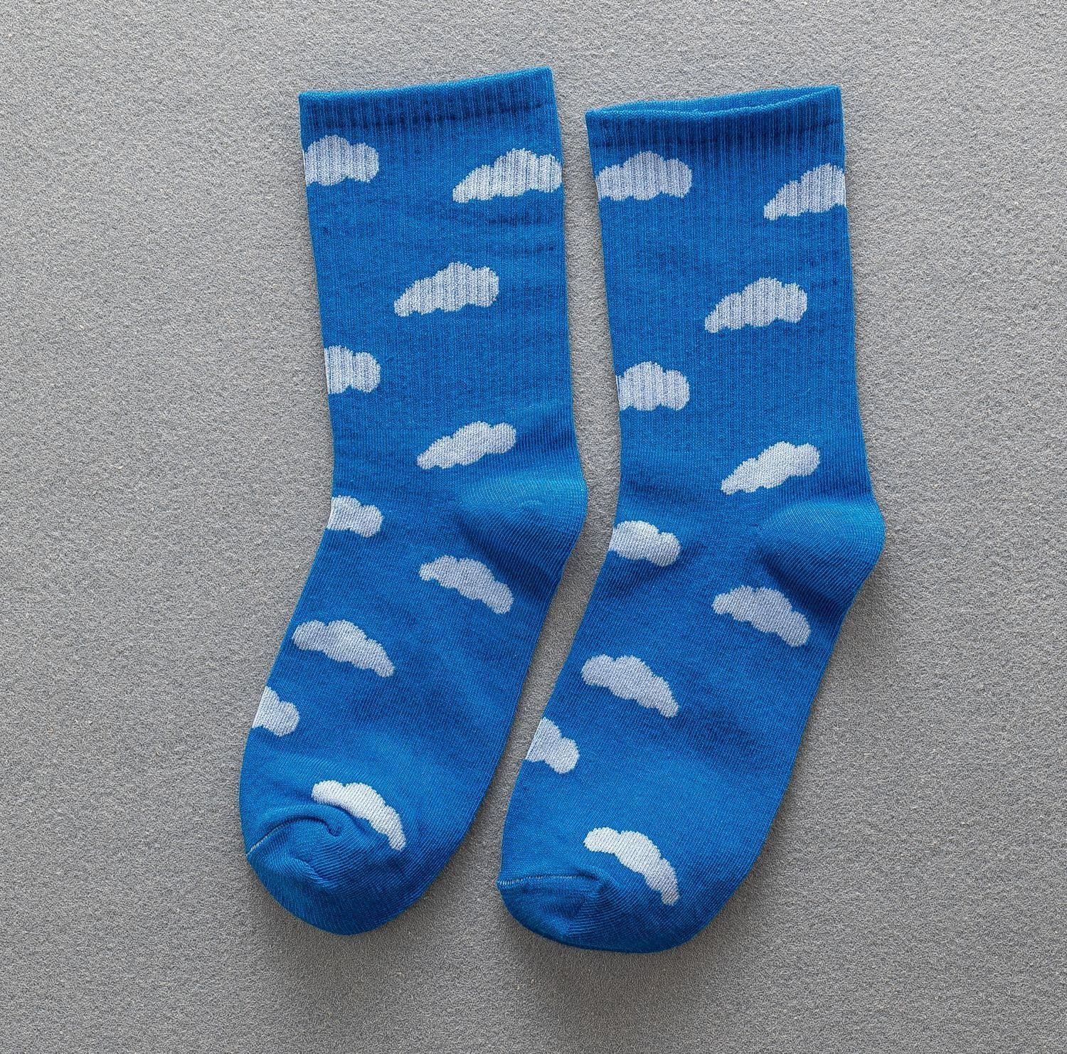 image-Blue Sky And White Clouds In The Tube Tide Sock Female