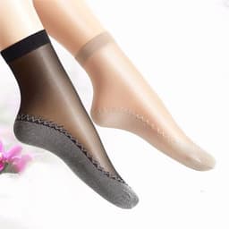 image-Velvet Women's Short Silk Stockings Pure Cotton Sweat Absorbing And Anti Slip