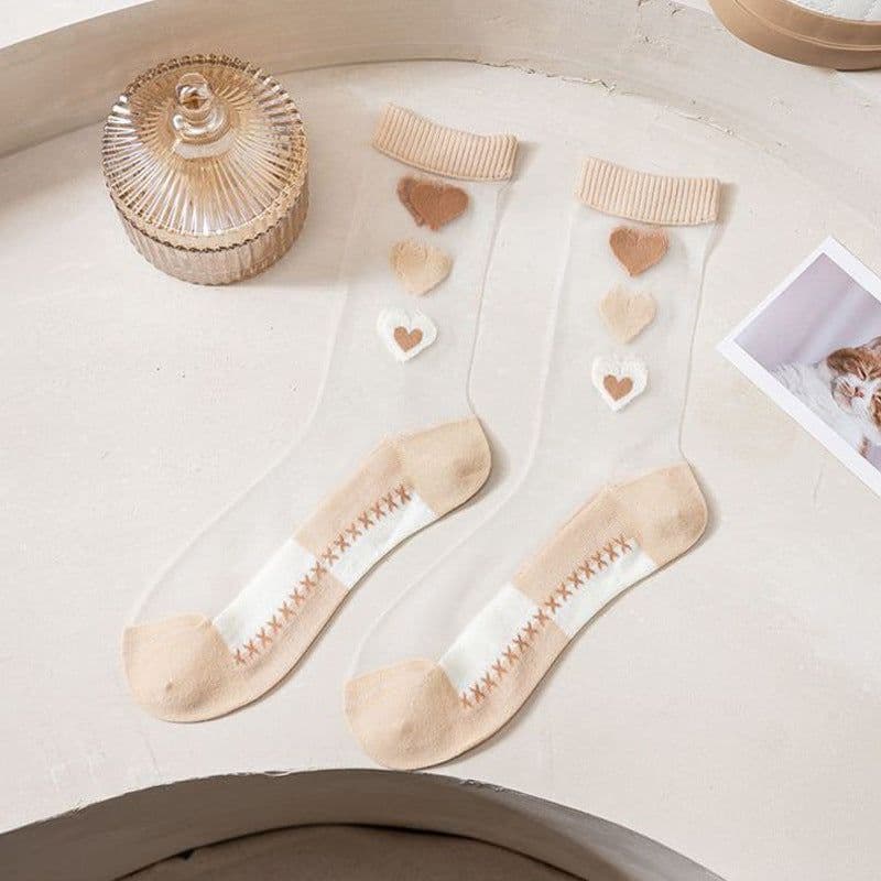 image-Women's Ultra-thin Crystal Glass Silk Mid Tube Breathable Lace Stockings