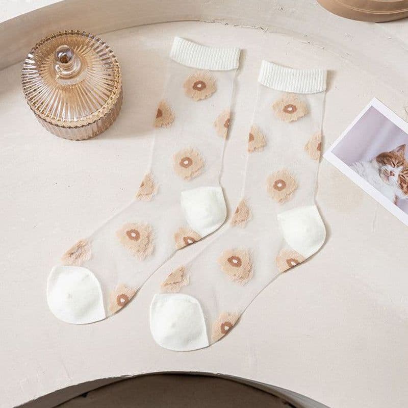 image-Women's Ultra-thin Crystal Glass Silk Mid Tube Breathable Lace Stockings