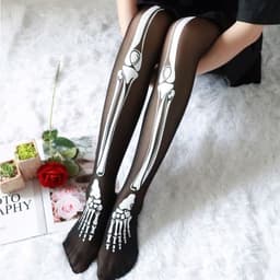 image-Halloween Black Bone Skeleton Pantyhose