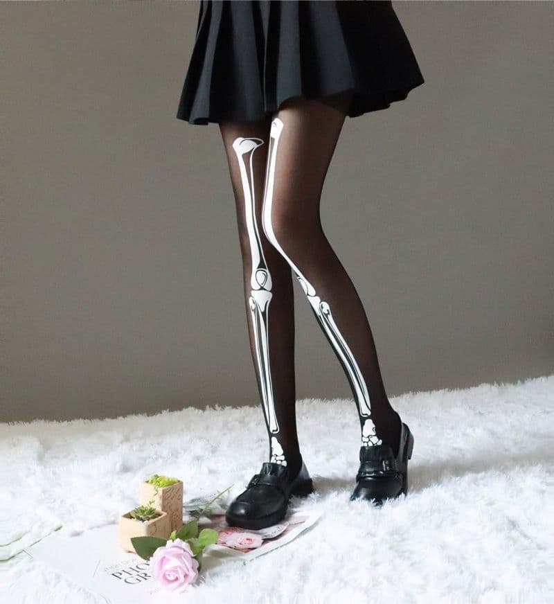 image-Halloween Black Bone Skeleton Pantyhose