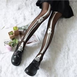 image-Halloween Black Bone Skeleton Pantyhose