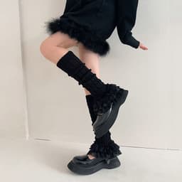 image-Women's Fashion Multi-layer Lace Twist Stripes Knitted Leg Warmers