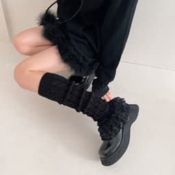 image-Women's Fashion Multi-layer Lace Twist Stripes Knitted Leg Warmers