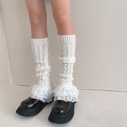 image-Women's Fashion Multi-layer Lace Twist Stripes Knitted Leg Warmers