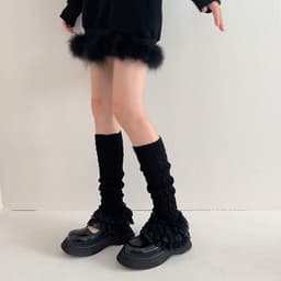 image-Women's Fashion Multi-layer Lace Twist Stripes Knitted Leg Warmers