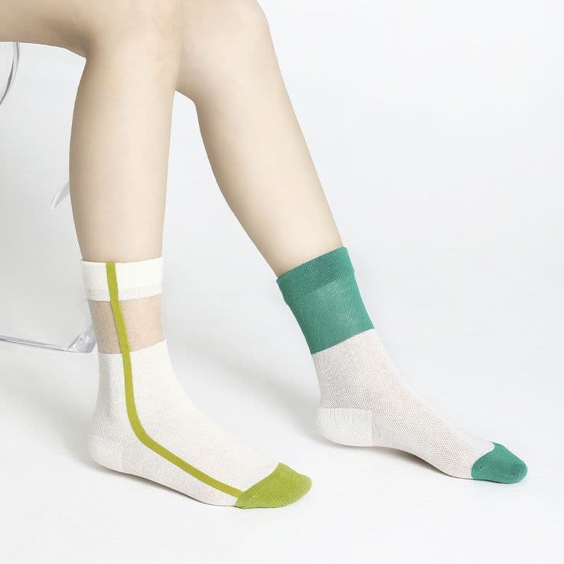 image-Women's Thin Breathable Spun Glass Simple Cotton Sock